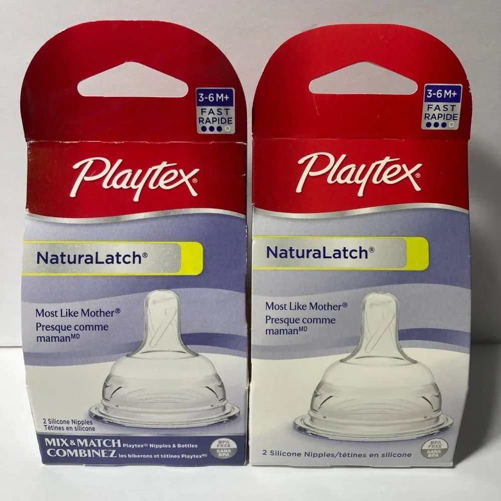 Playtex NaturaLatch Silicone Nipples 3-6M+ Fast 5 (2) Packs